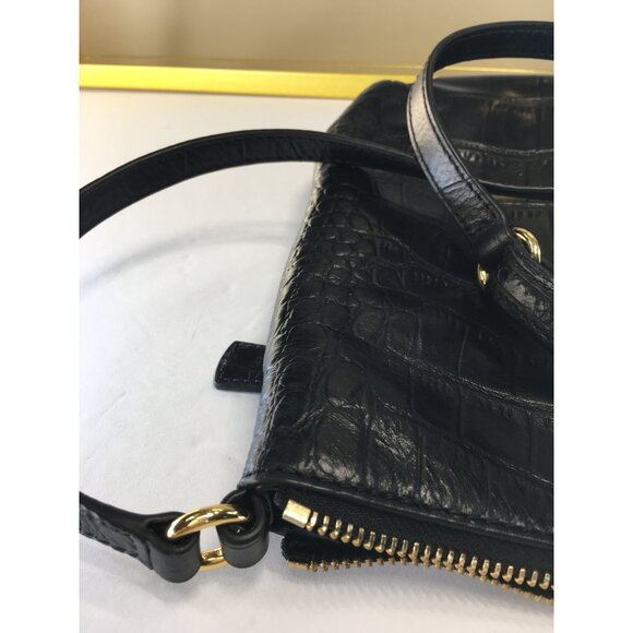 Cole Haan Crossbody Shoulder Purse Bag Genuine Leather Alligator Print Black  -N - Picture 15 of 16